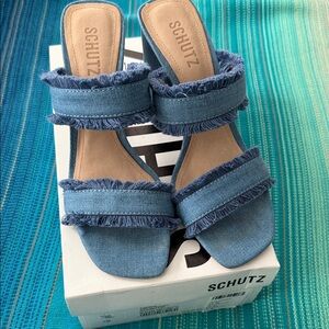 SCHUTZ Denim Frayed Women's Sandals